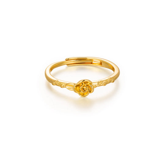 18K Gold-Plated Brass Heart & Flower Open Rings | 3 Styles