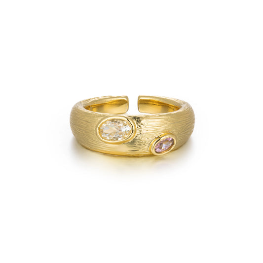 18K Gold-Plated Brass Multicolor CZ Open Rings | 15 Styles