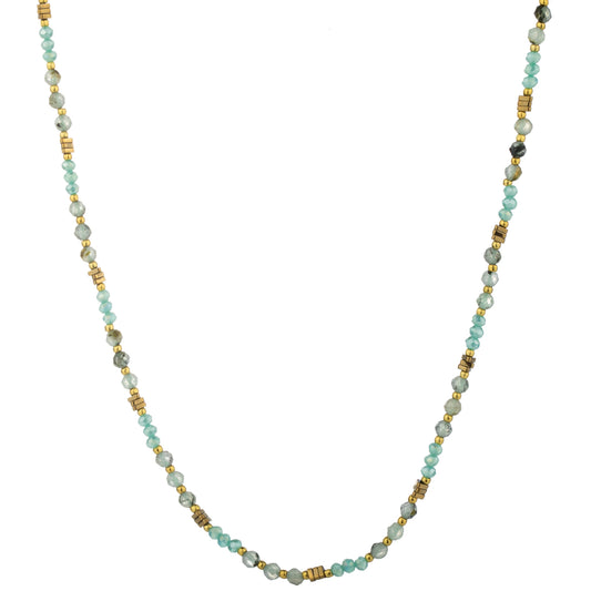 Fine Round Bead Long Necklace - Mint