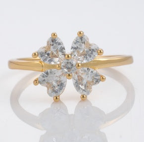 Four Petal gold-plated brass ring