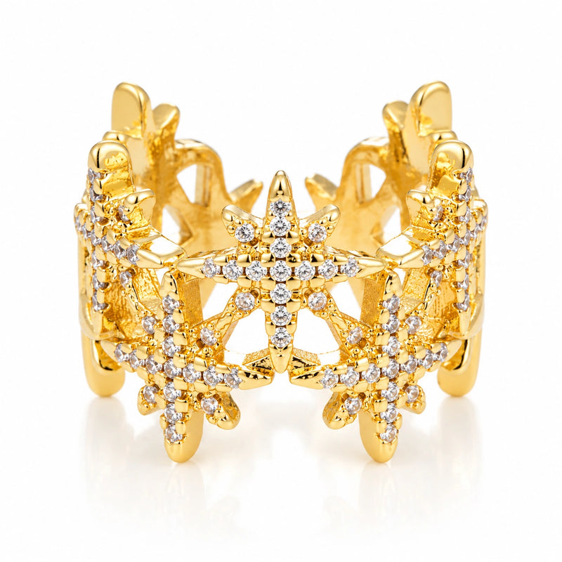 Gold-Plated Brass Sculptural Open Rings – 8 Styles
