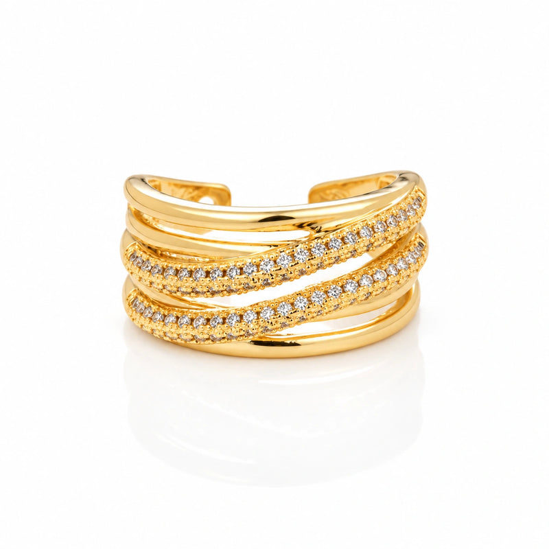 Gold-Plated Brass Layered Open Rings – 6 Styles