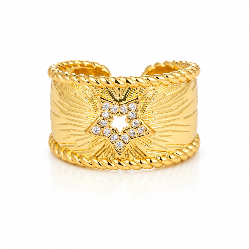 Gold-Plated Brass Wide Statement Open Rings – 6 Styles