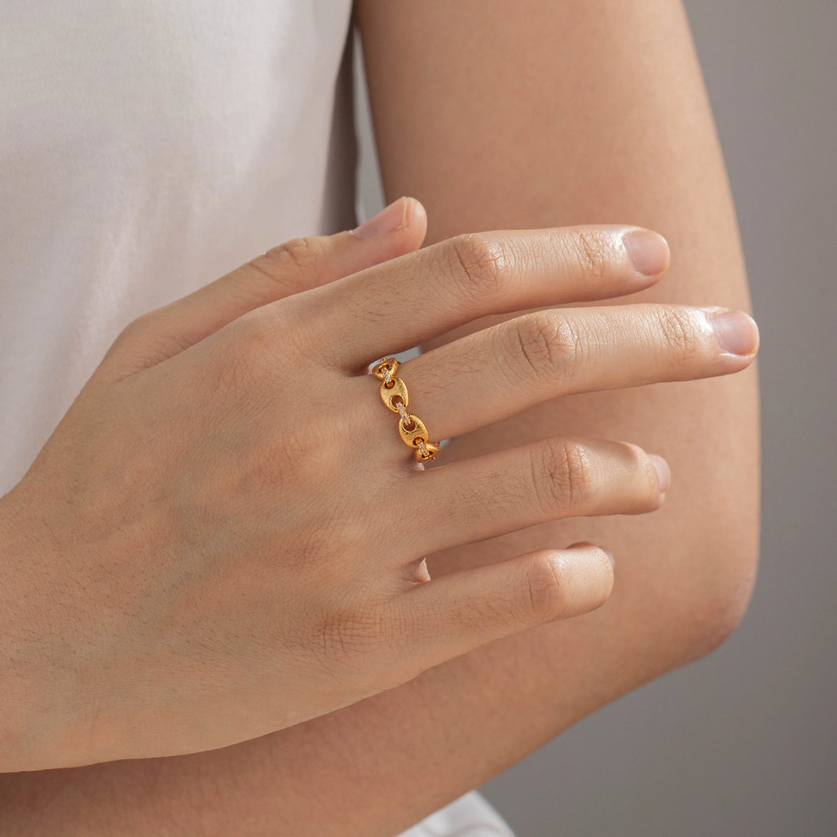 18K Gold-Plated Brass Chain Geometric Open Rings | 5 Styles