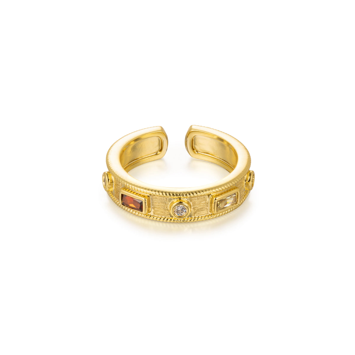 18K Gold-Plated Brass Multicolor CZ Open Rings | 15 Styles