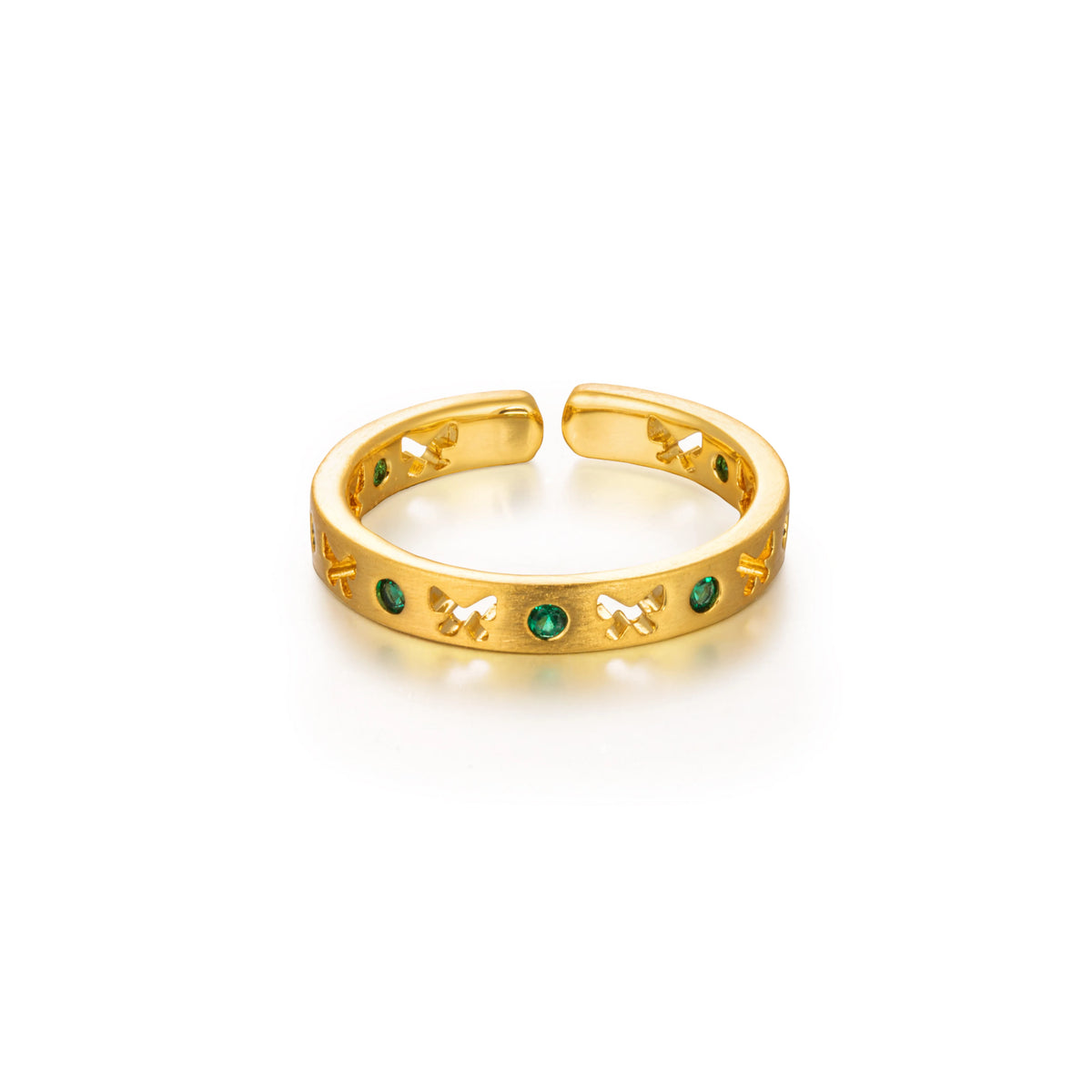 18K Gold-Plated Brass Multicolor CZ Open Rings | 15 Styles