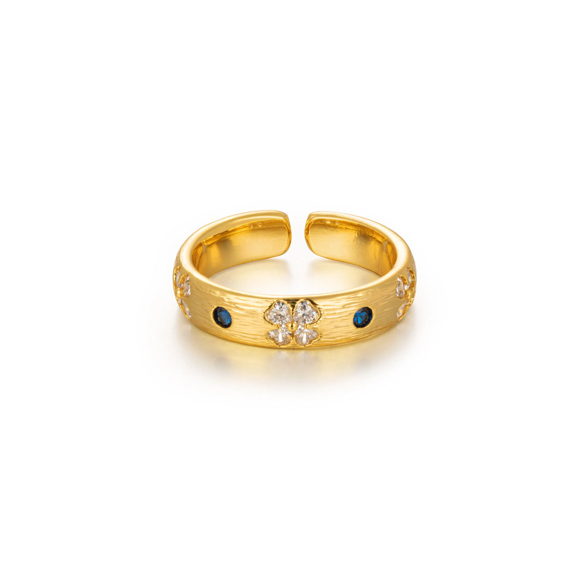 18K Gold-Plated Brass Multicolor CZ Open Rings | 15 Styles