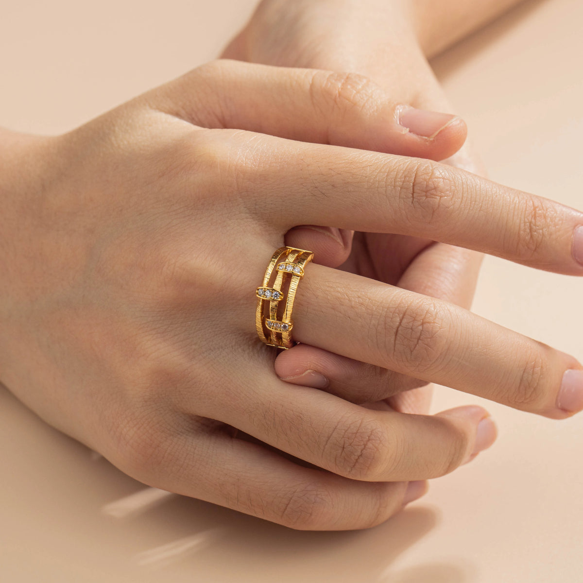 18K Gold-Plated Copper Synthetic Cubic Zirconia Open Rings | 10 Styles