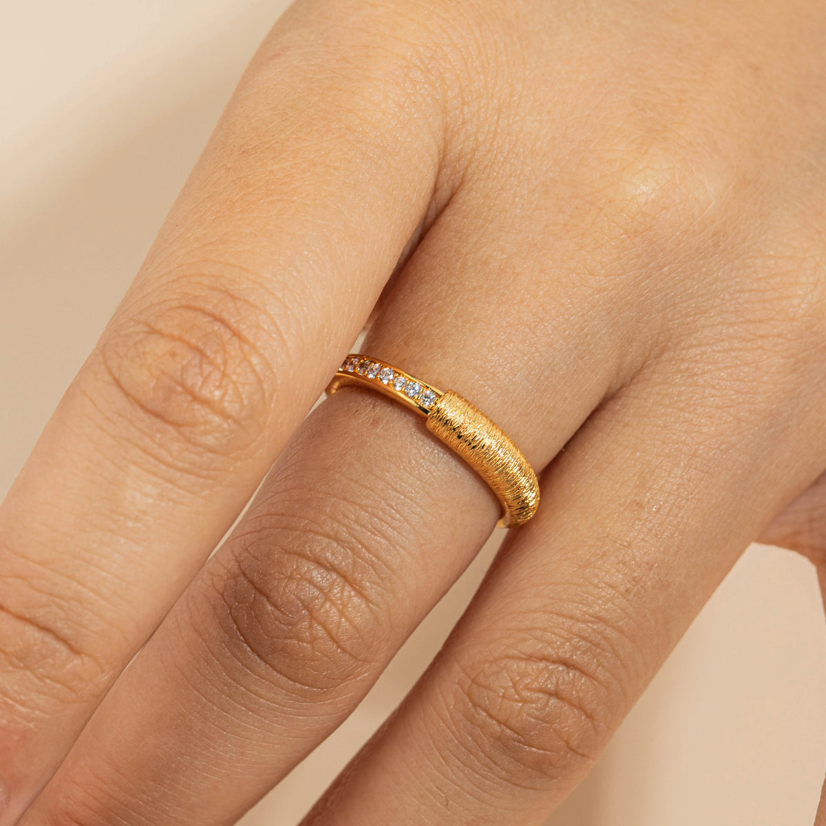 18K Gold-Plated Copper Synthetic Cubic Zirconia Open Rings | 10 Styles