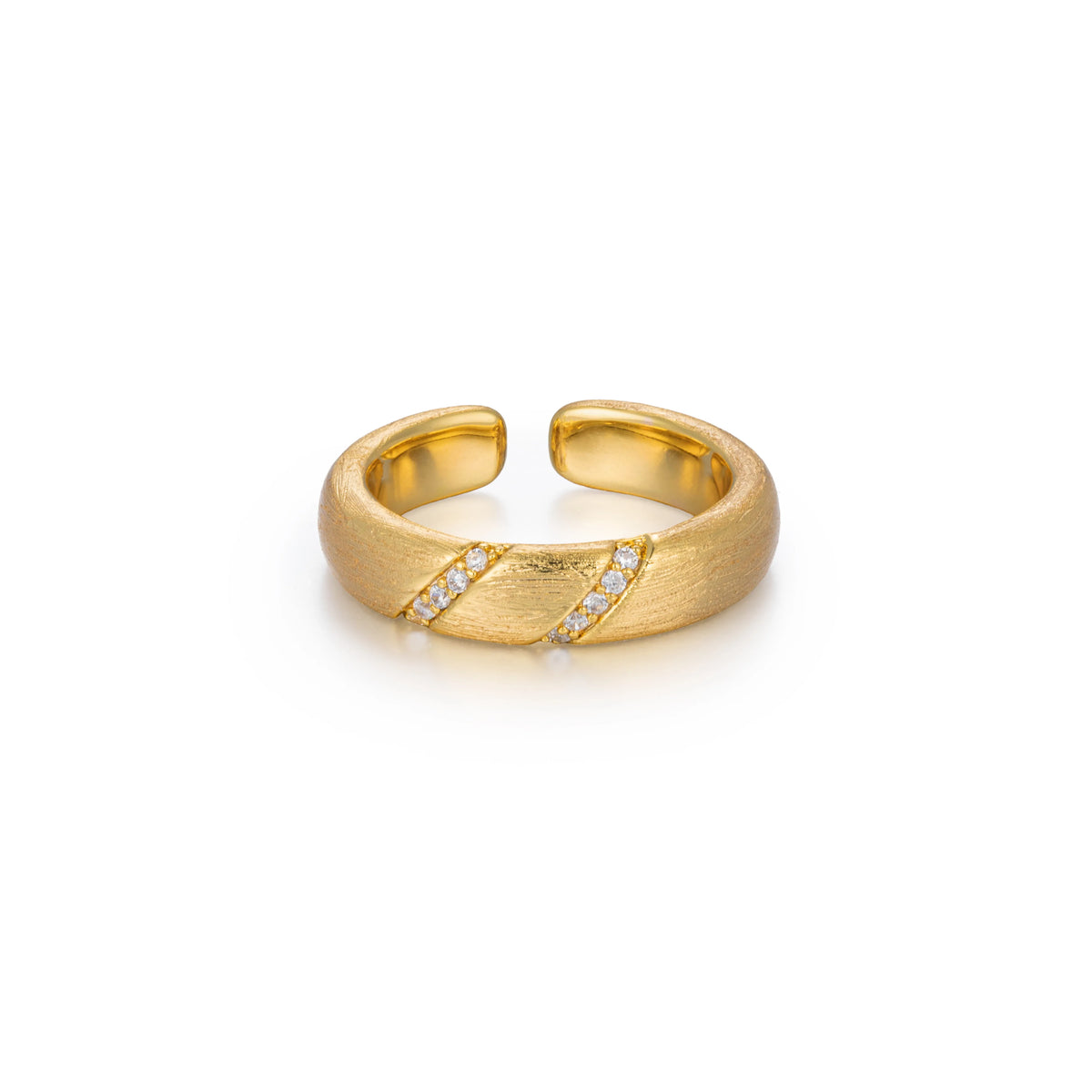 18K Gold-Plated Copper Synthetic Cubic Zirconia Open Rings | 10 Styles