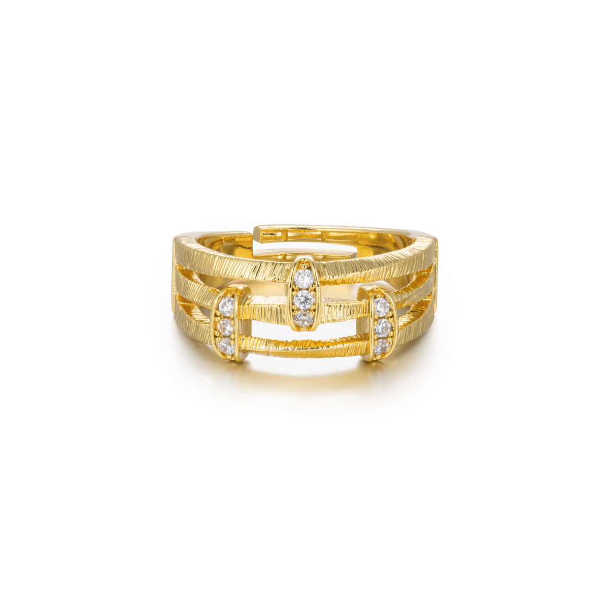 18K Gold-Plated Copper Synthetic Cubic Zirconia Open Rings | 10 Styles