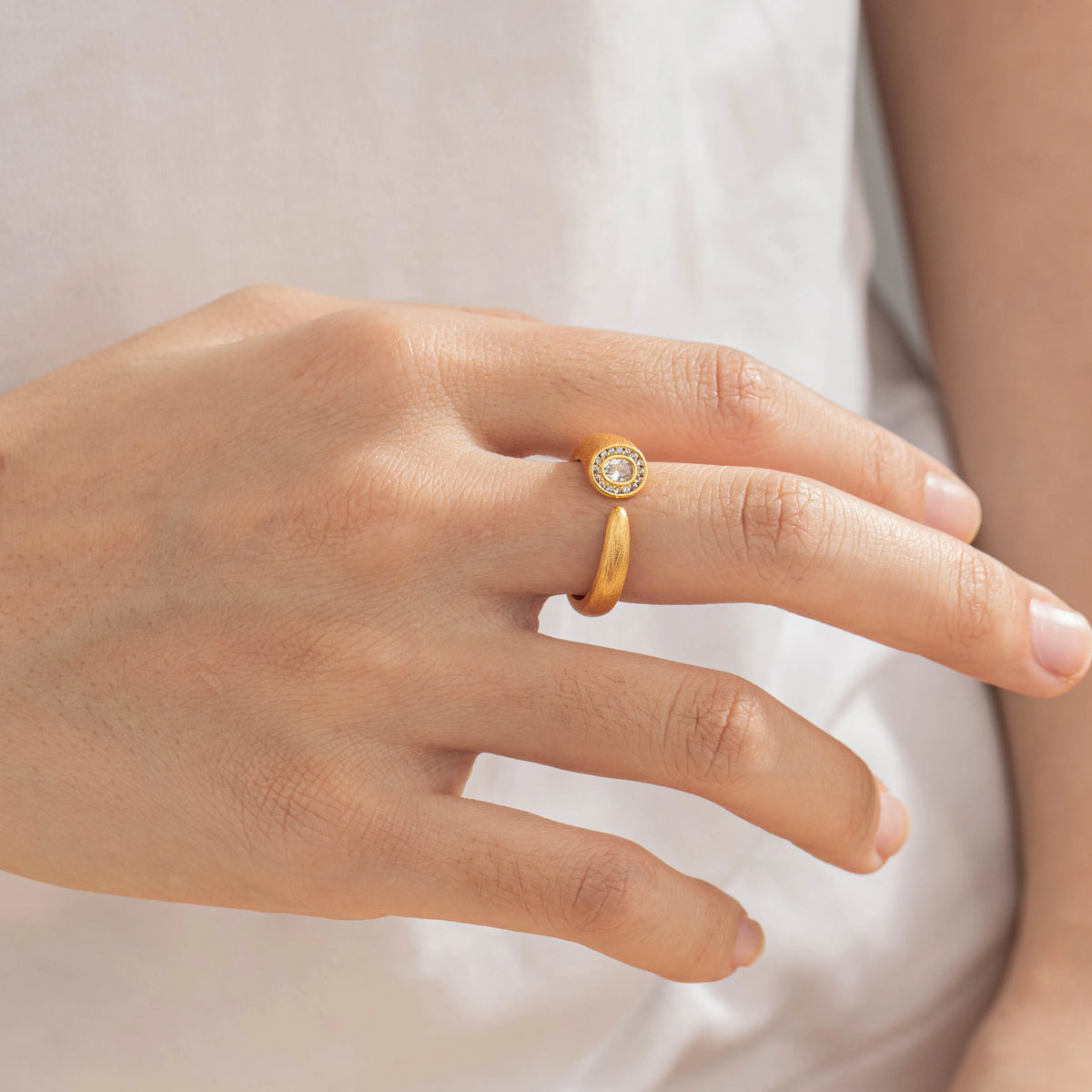 18K Gold-Plated Copper Synthetic Cubic Zirconia Open Rings | 10 Styles