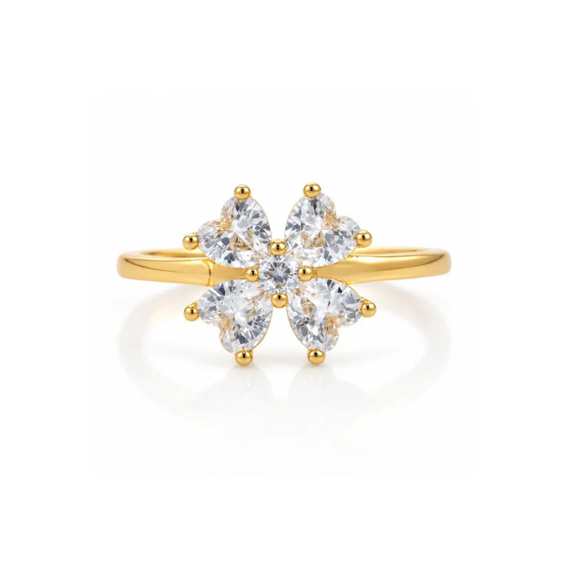 Gold-Plated Brass Crystal Motif Rings – 8 Styles