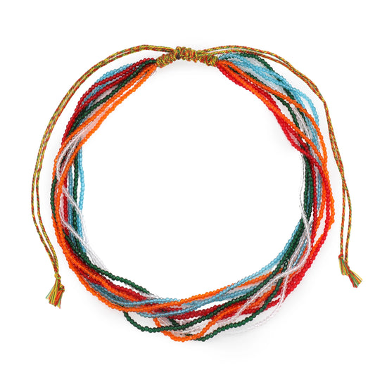 Multicolor crystal stone multi-strand necklace