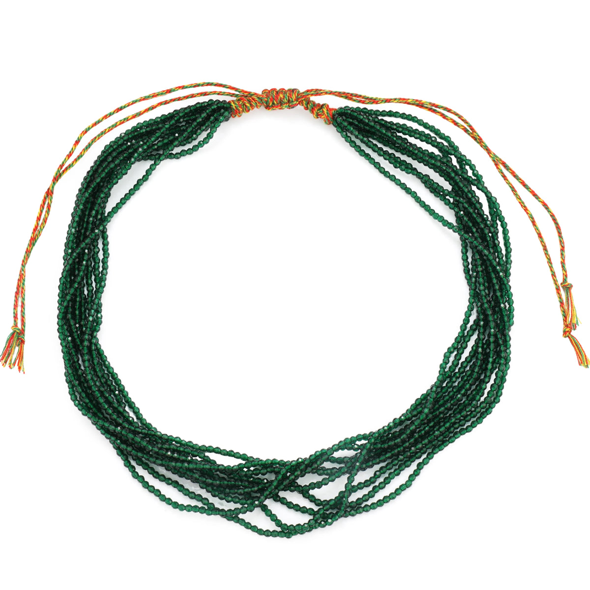 Green natural stone multi-strand necklace alternate white-background view