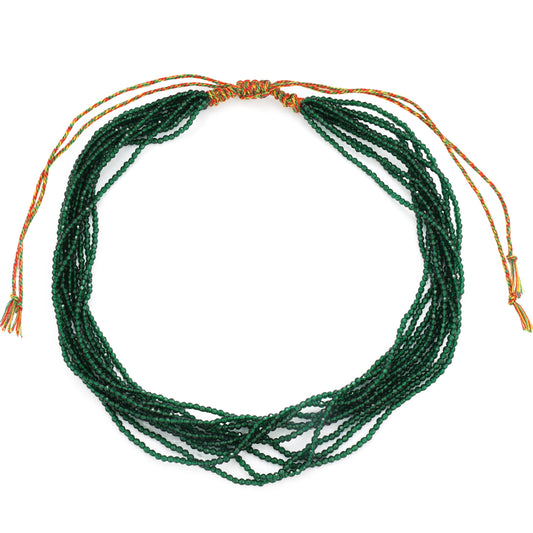 Green natural stone multi-strand necklace alternate white-background view
