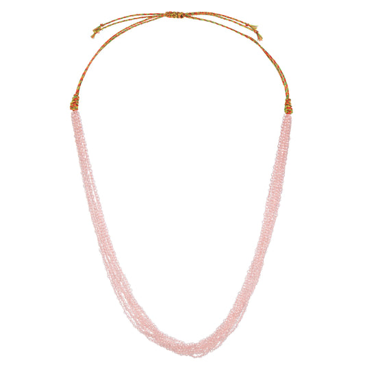 Pink crystal stone multi-strand necklace