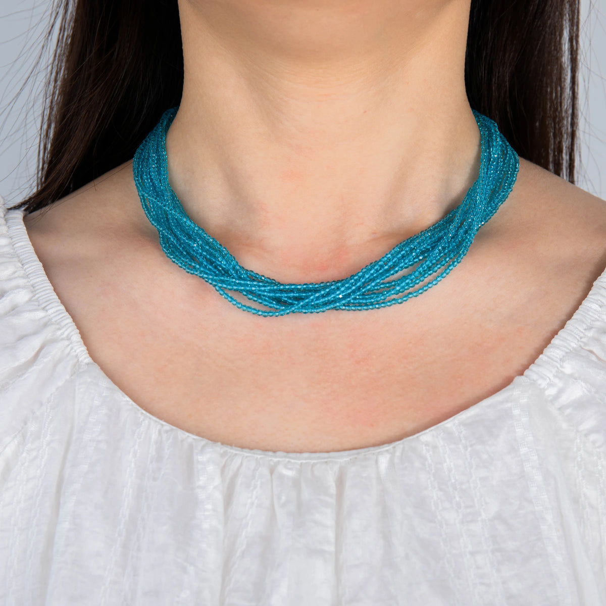 AJN-232 wholesale multi-strand crystal necklace on white background