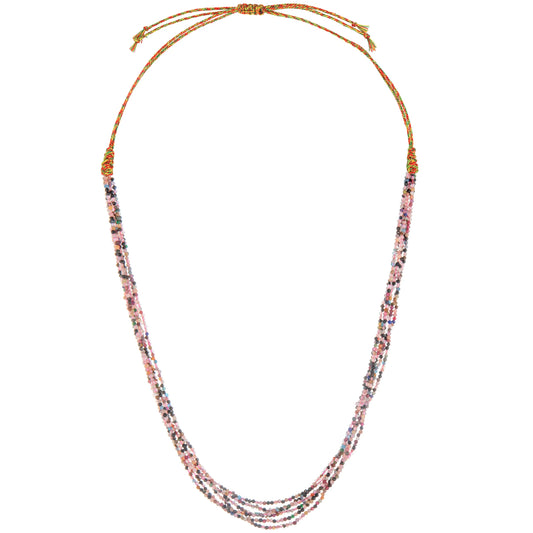 Mixed natural stone multi-strand necklace