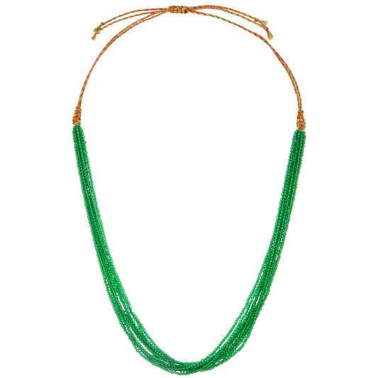 Green crystal stone multi-strand necklace