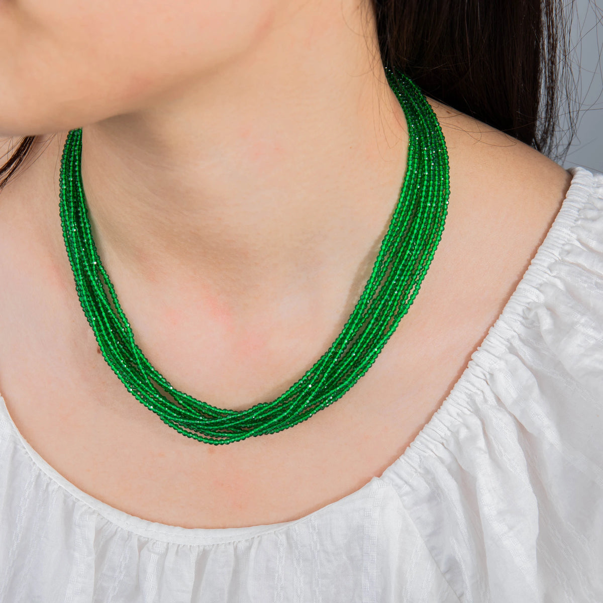 AJN-237 wholesale multi-strand crystal necklace on white background