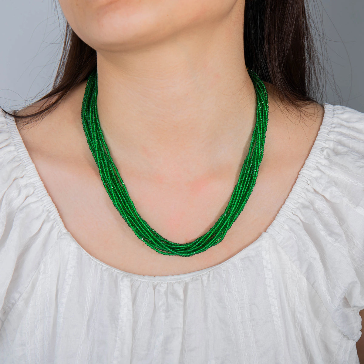 AJN-237 wholesale multi-strand crystal necklace on white background