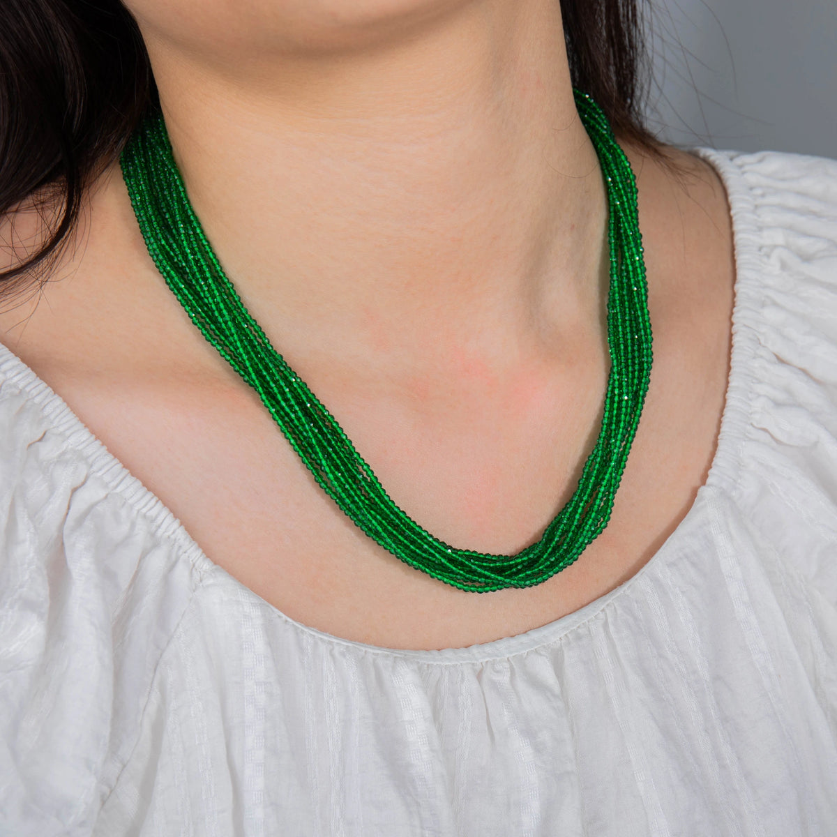 AJN-237 wholesale multi-strand crystal necklace on white background