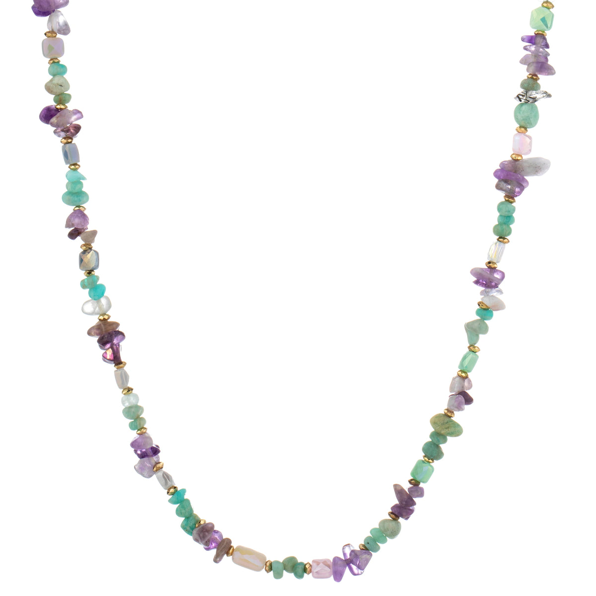 Chip Bead Long Necklace - Lavender Mix
