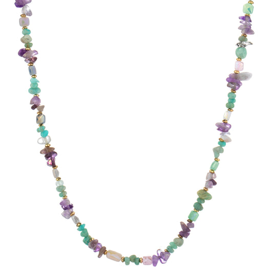 Chip Bead Long Necklace - Lavender Mix