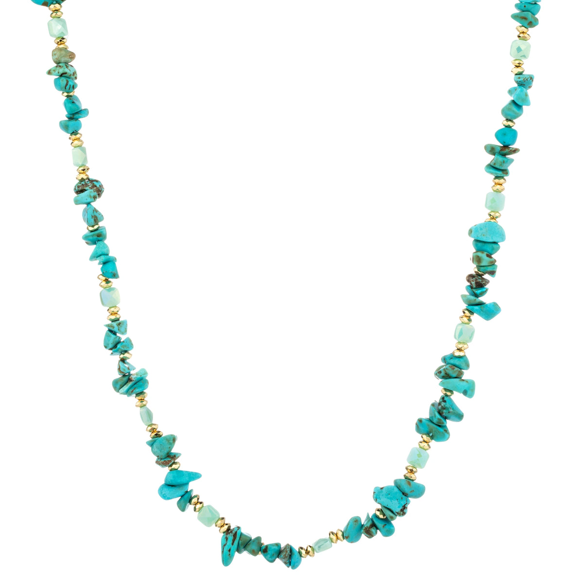Chip Bead Long Necklace - Turquoise