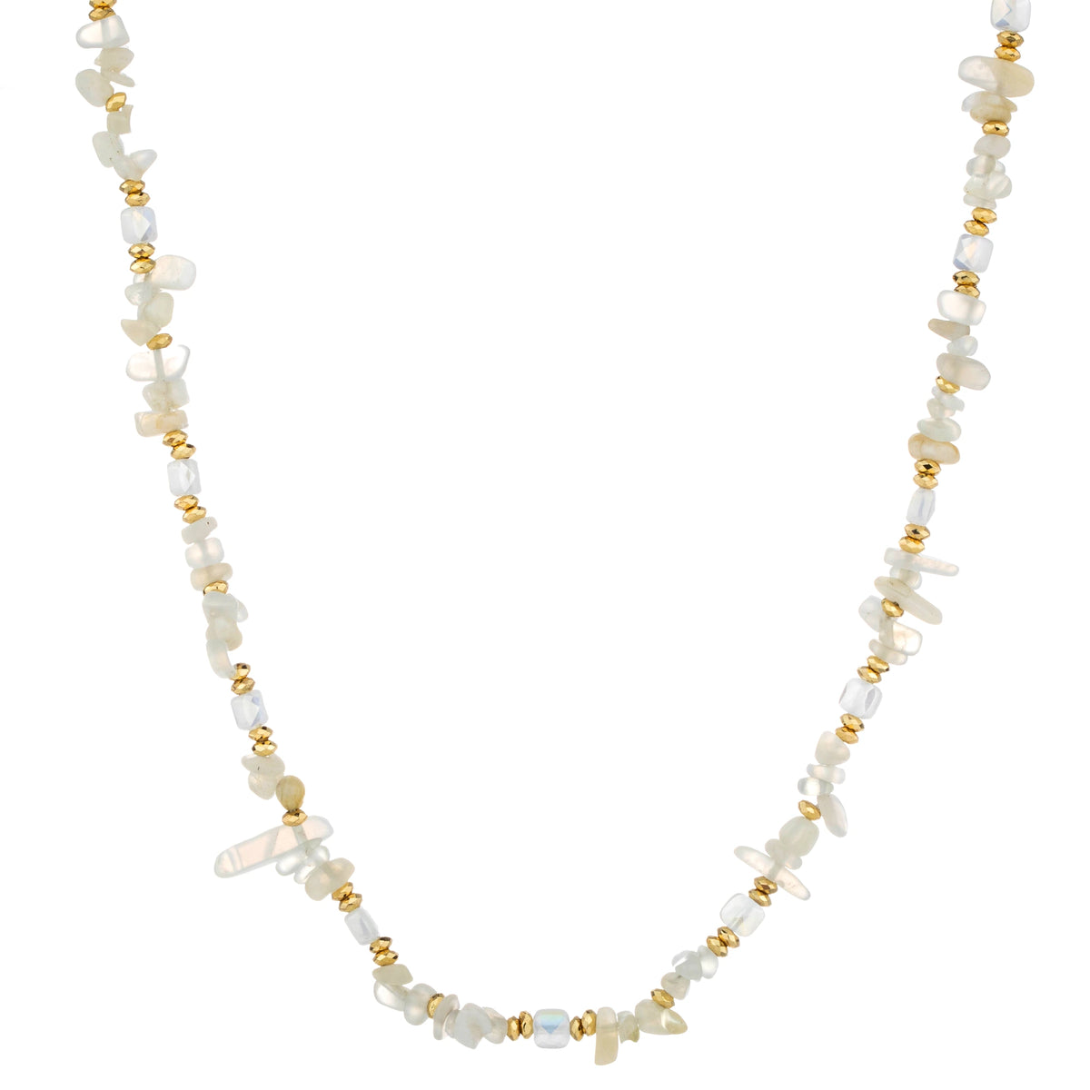 Chip Bead Long Necklace - White