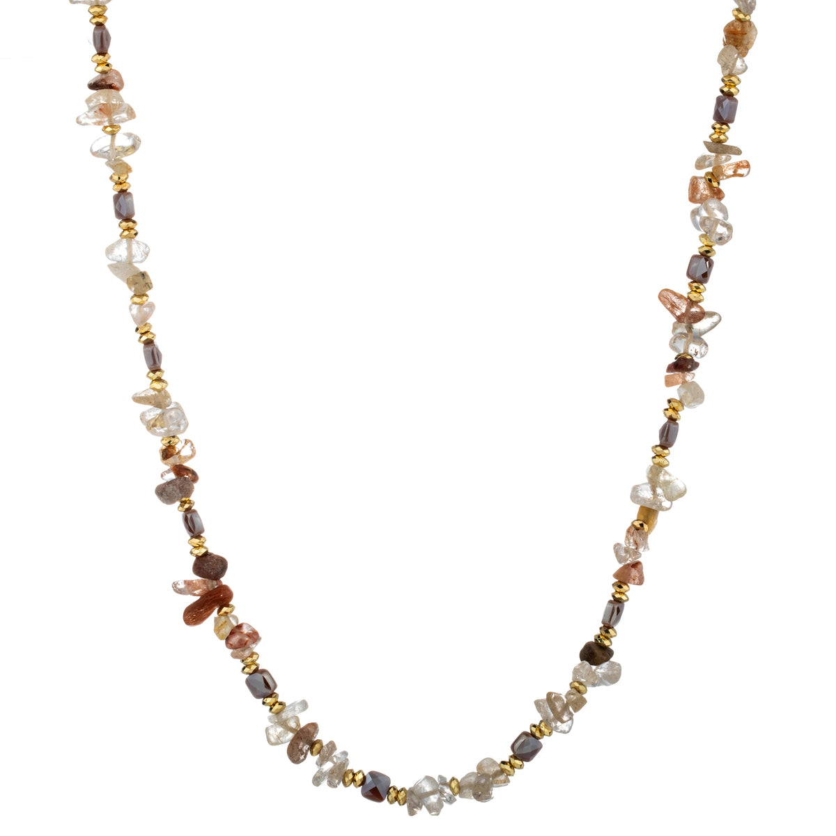 Chip Bead Long Necklace - Brown