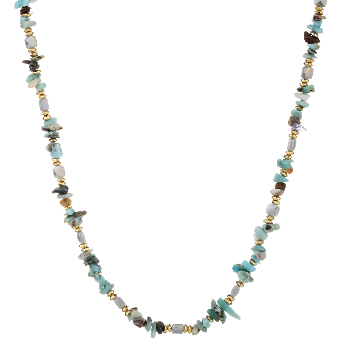 Chip Bead Long Necklace - Seafoam