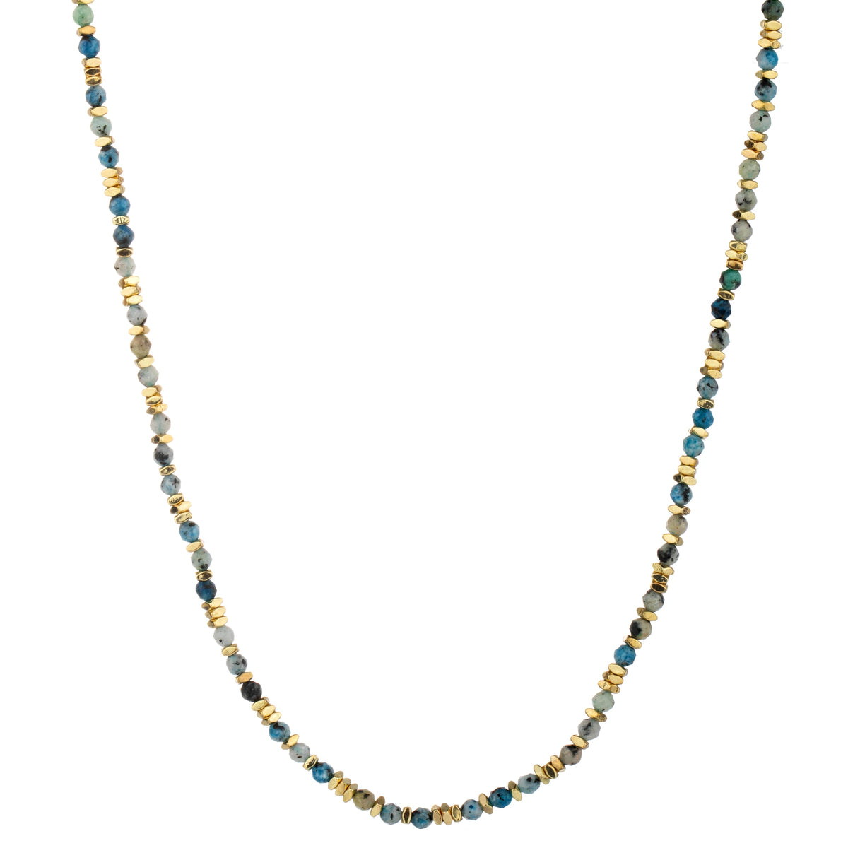 Faceted Bead Long Necklace - Blue