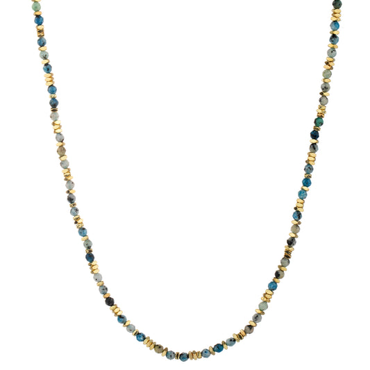 Faceted Bead Long Necklace - Blue