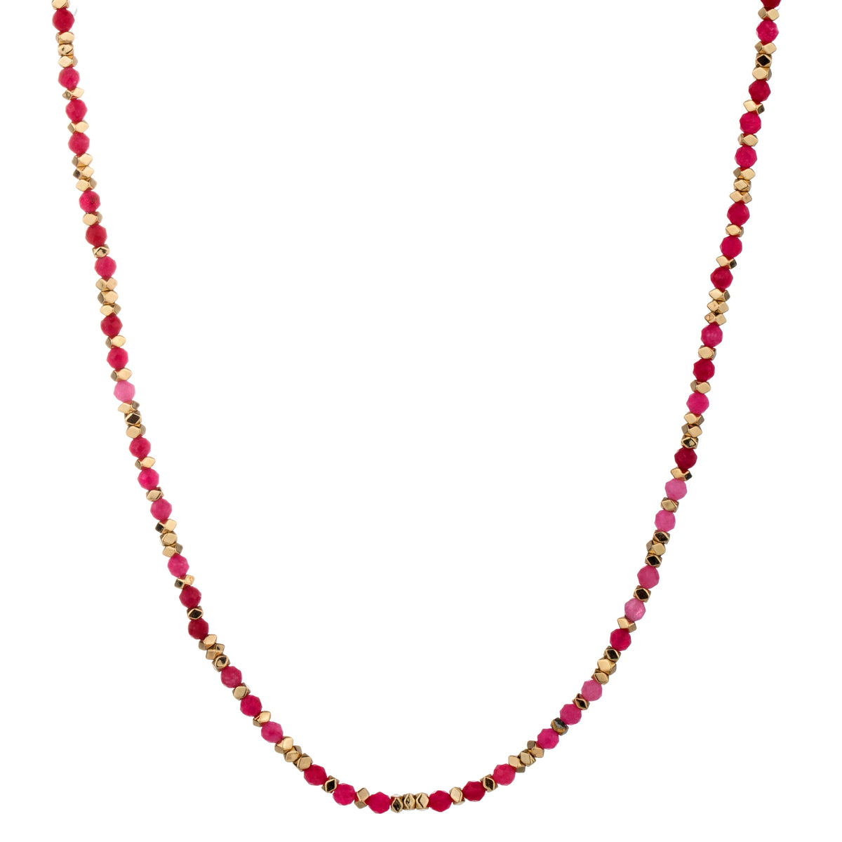 Faceted Bead Long Necklace - Pink