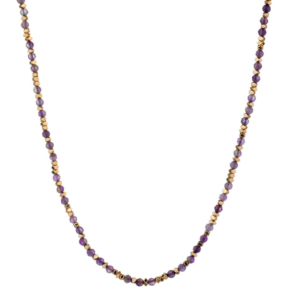Faceted Bead Long Necklace - Purple