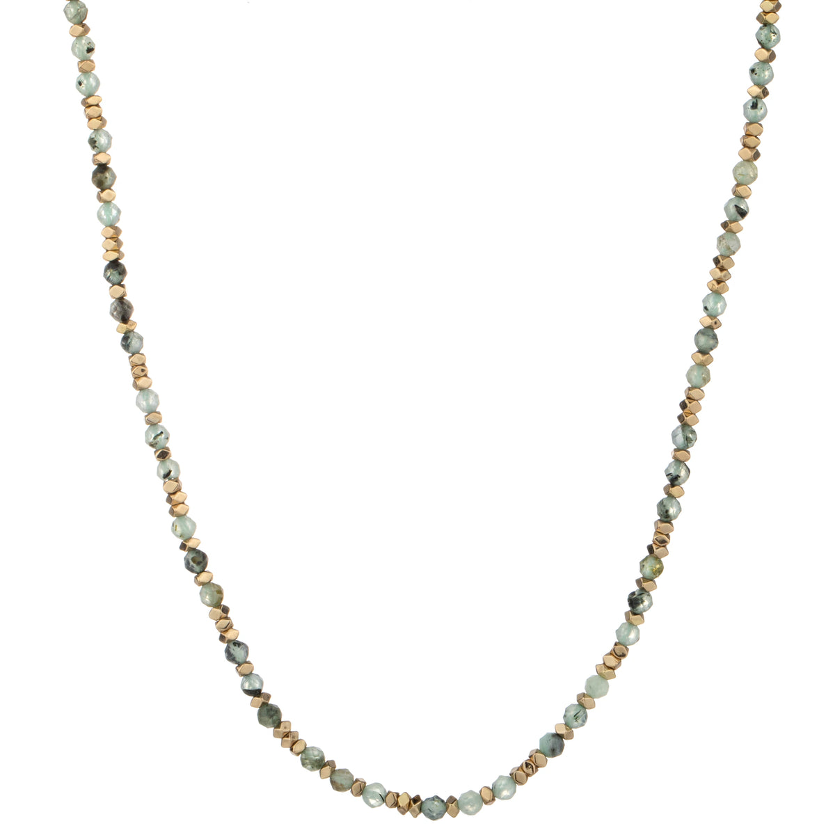 Faceted Bead Long Necklace - Sage