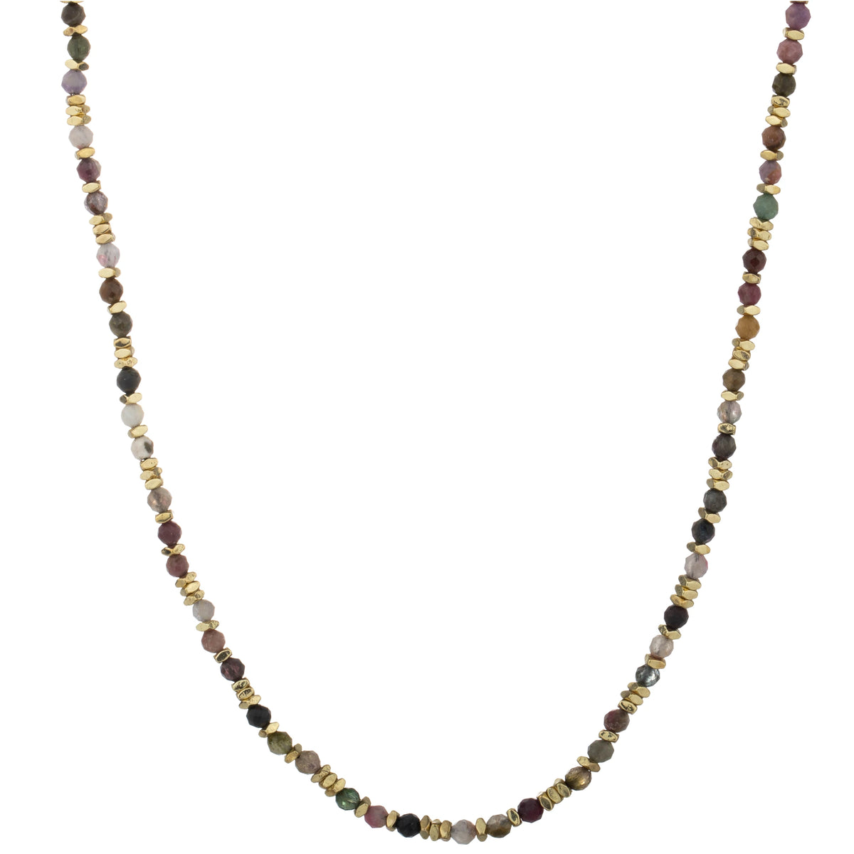 Faceted Bead Long Necklace - Earth Mix