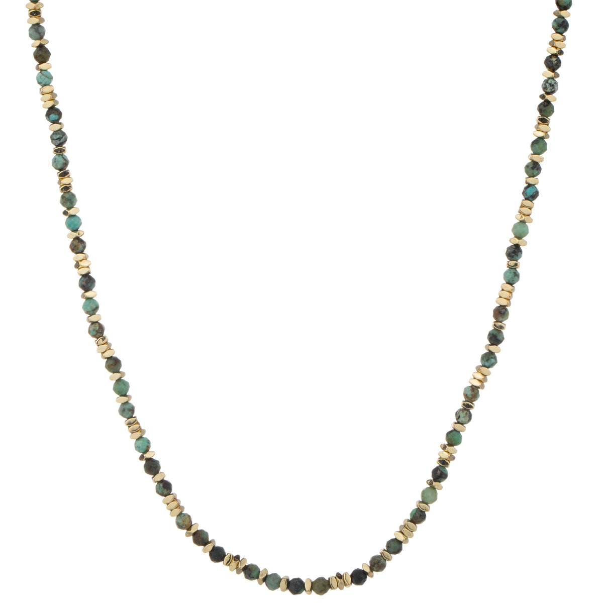 Faceted Bead Long Necklace - Green Mix