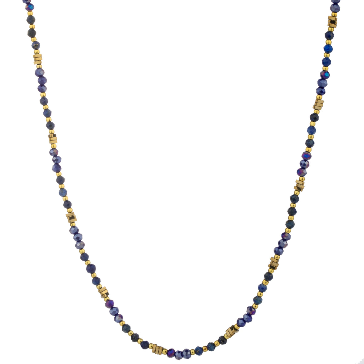 Fine Round Bead Long Necklace - Navy