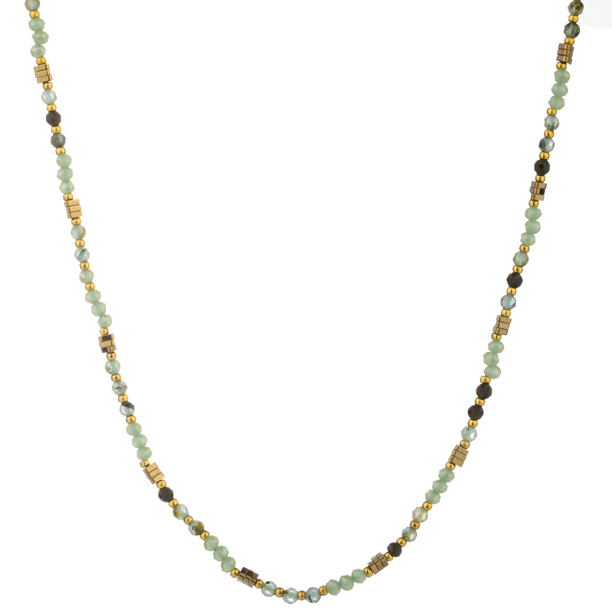 Fine Round Bead Long Necklace - Sage