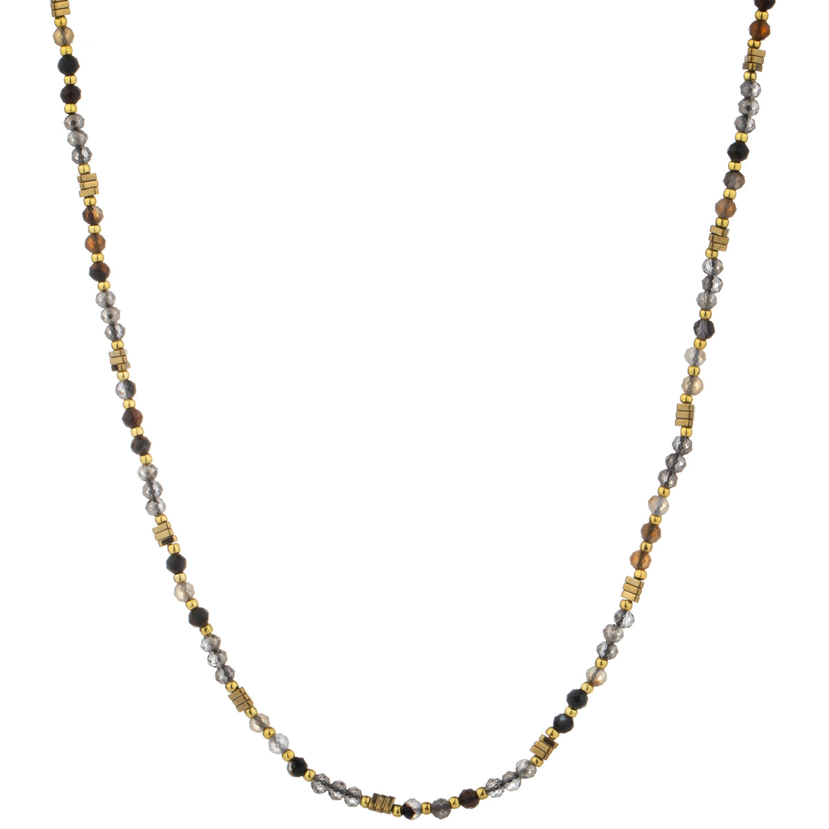 Fine Round Bead Long Necklace - Black