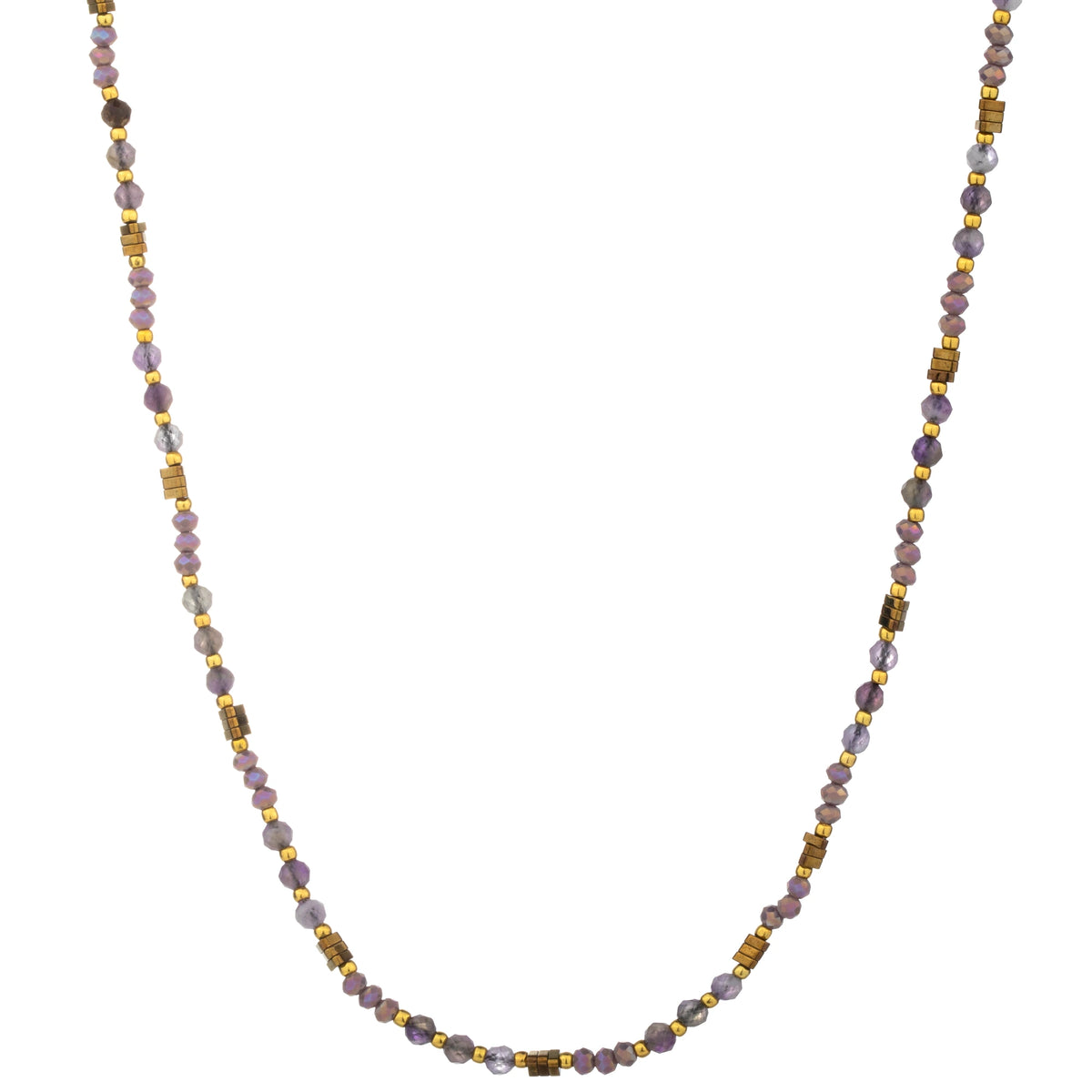 Fine Round Bead Long Necklace - Lavender