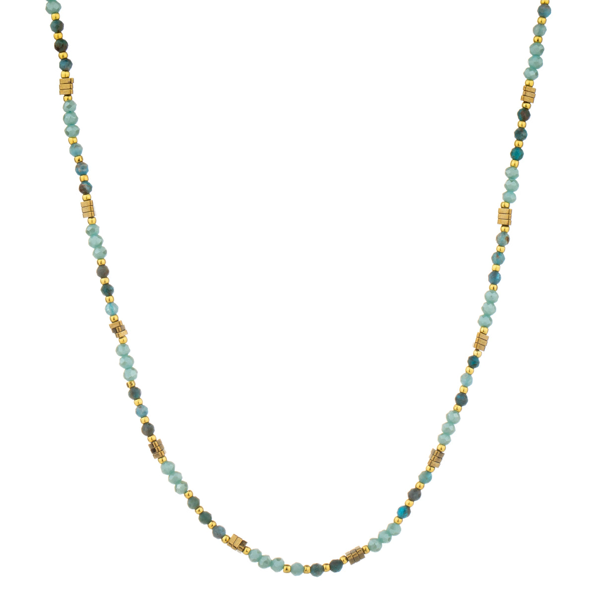 Fine Round Bead Long Necklace - Turquoise