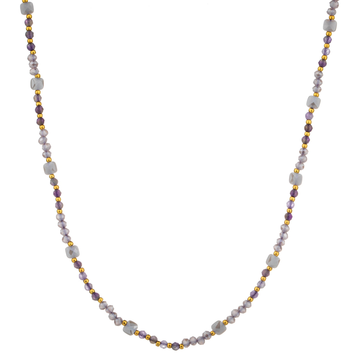 Delicate Mixed Bead Long Necklace - Lavender