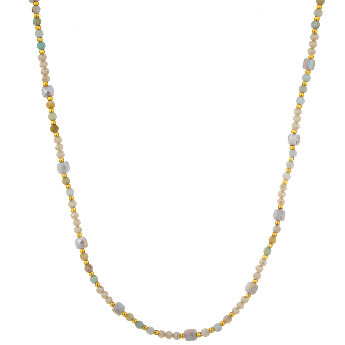 Delicate Mixed Bead Long Necklace - White