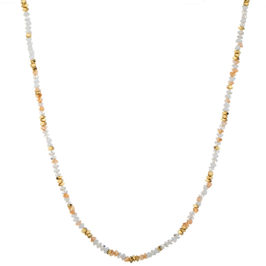 Slim Chip Bead Long Necklace - White