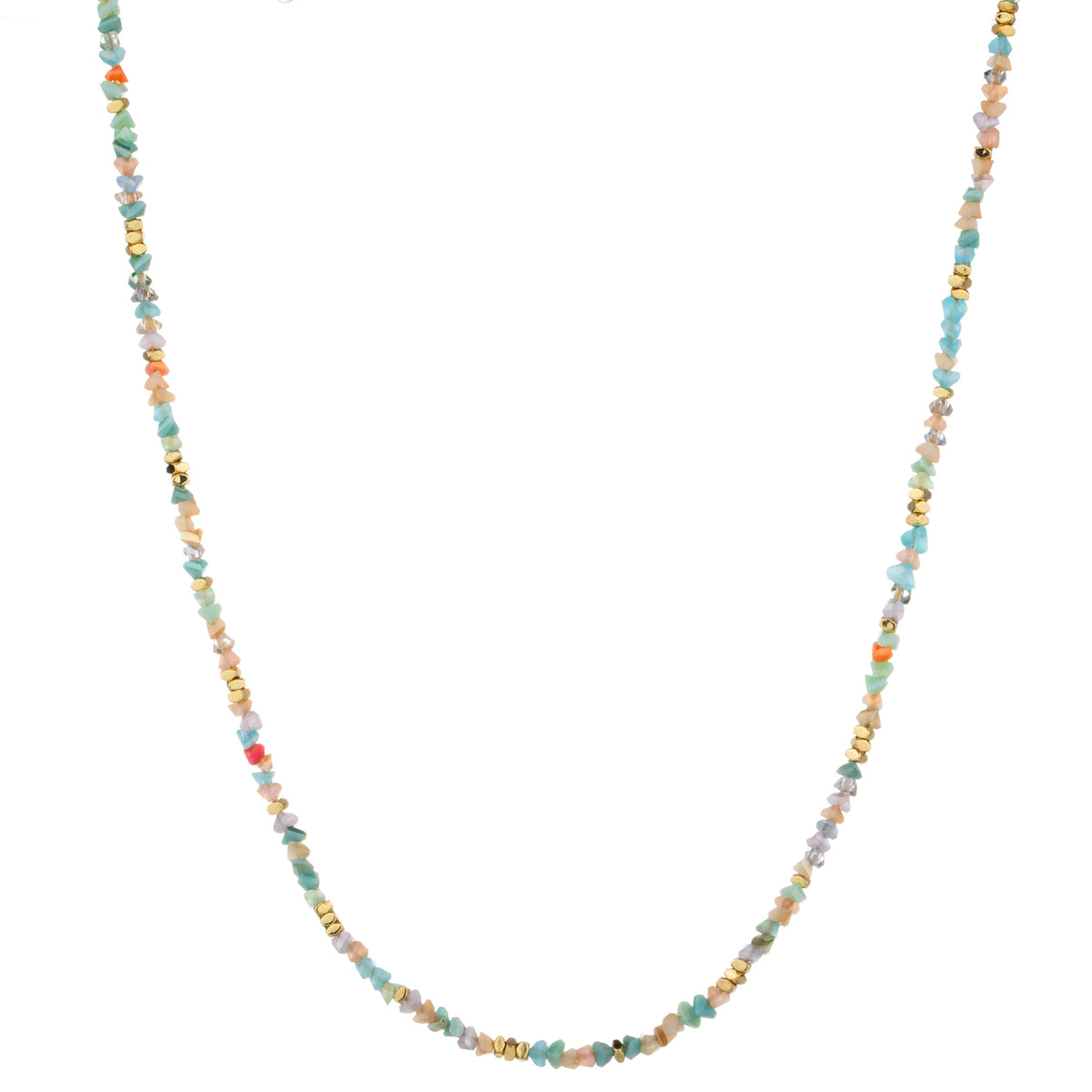Slim Chip Bead Long Necklace - Pastel Mix