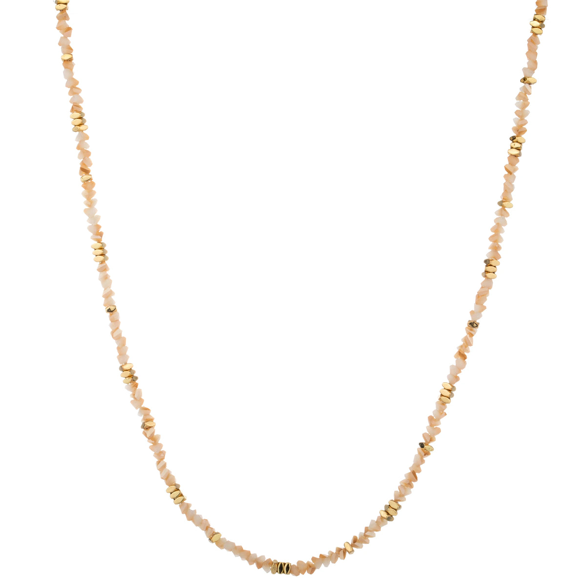 Slim Chip Bead Long Necklace - Beige